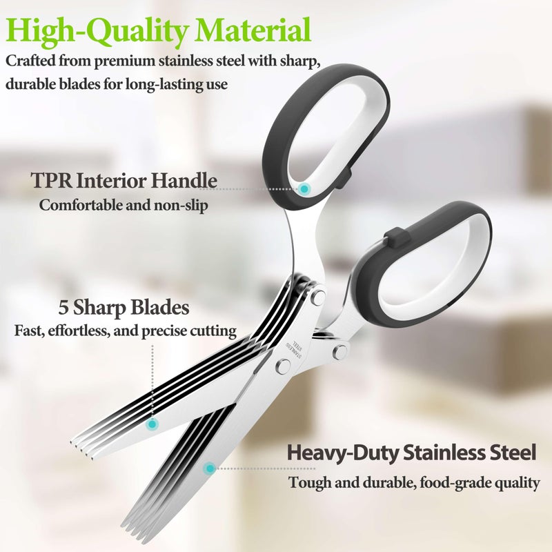 JOFUYU 2025 Upgraded Herb Scissors, Effortless Herb Shears Cutter Tool with Sharp Stainless Steel Blades for Fresh Herbs, Must-Have Kitchen & Cooking Gadget, Black - Image 2